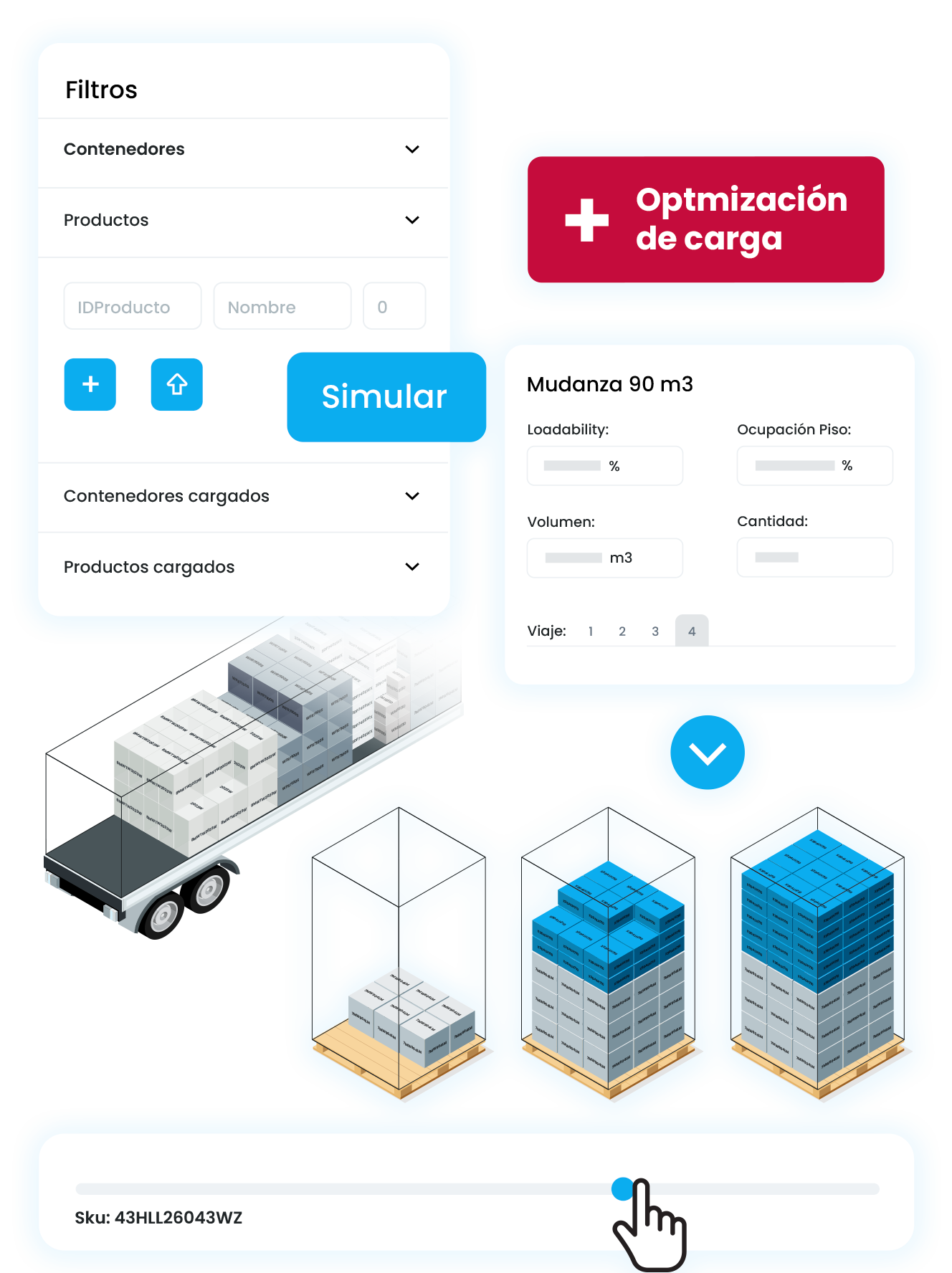Pantalla planeación de cargas TMS