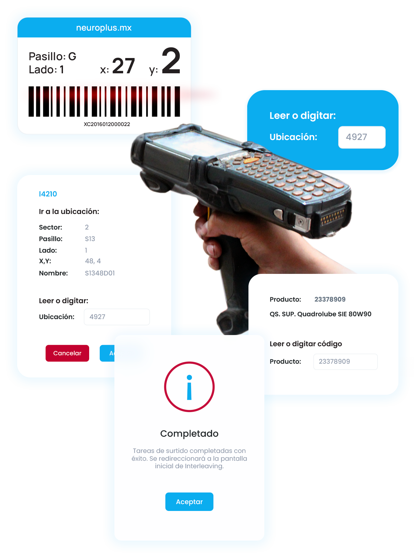 Pantalla WMS radiofrecuencia