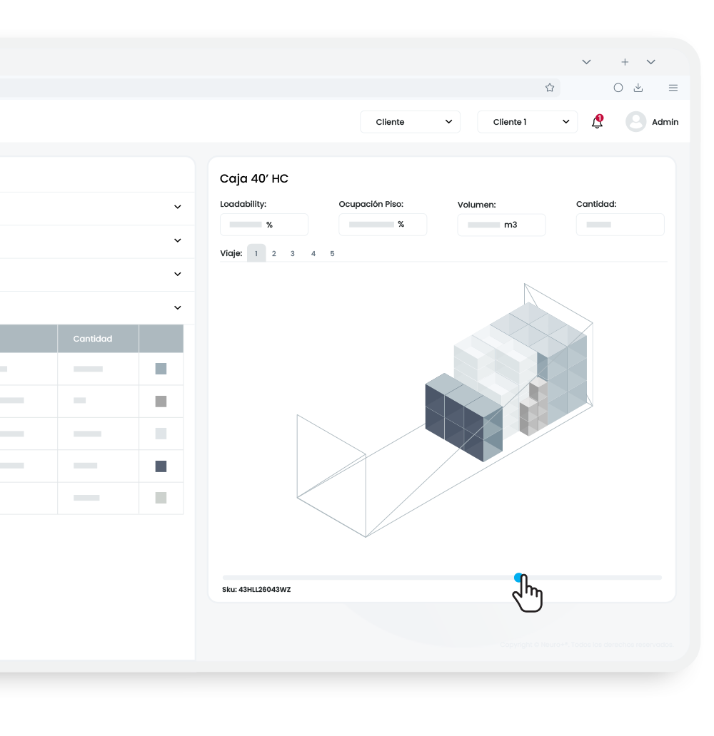 TMS características pantalla cubicaje
